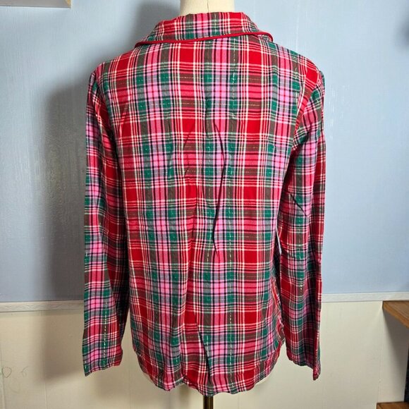 Jaclyn New York Pink Green Red Metallic Button Up Longsleeve Holiday Pajama Set - Picture 7 of 11